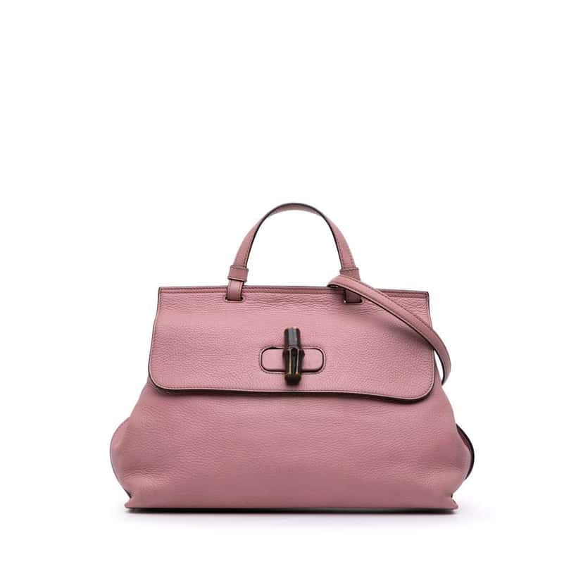 Gucci Medium Leather Bamboo Daily Satchel Pink Leather Good condition - Front View