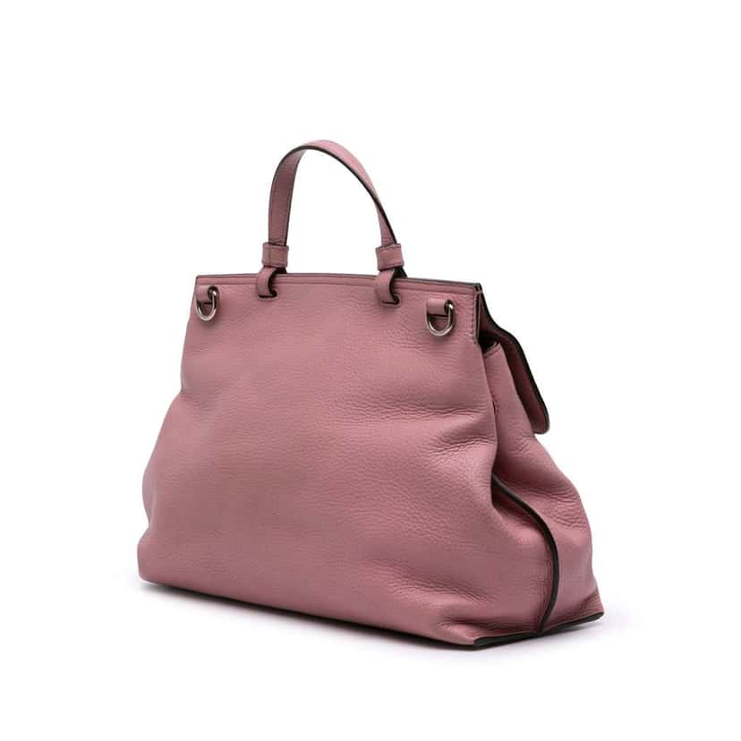 Gucci Medium Leather Bamboo Daily Satchel Pink Leather Good condition - Back View