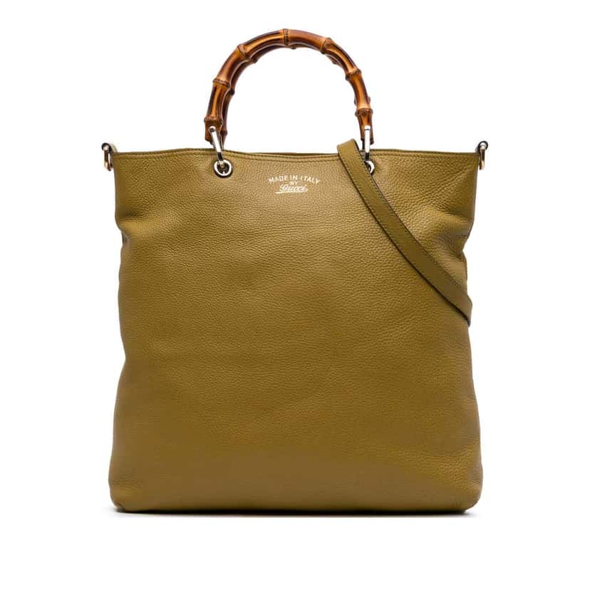 Gucci Tall Leather Bamboo Shopper Tote Yellow Leather Good condition - Front View