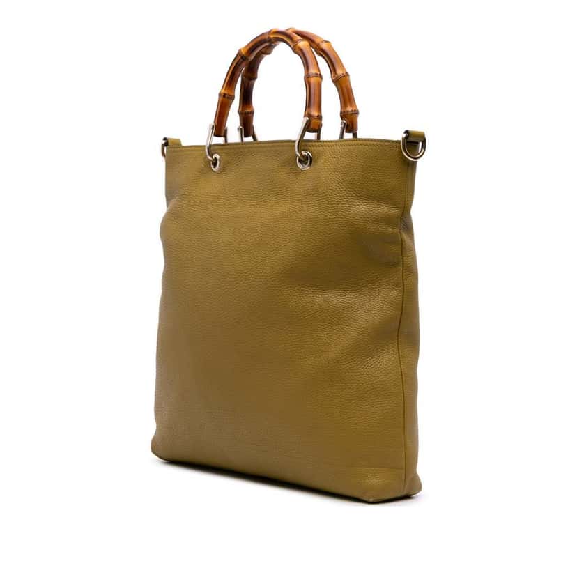 Gucci Tall Leather Bamboo Shopper Tote Yellow Leather Good condition - Back View