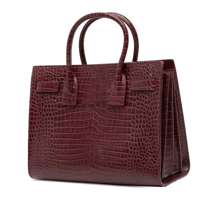 Saint Laurent Baby Embossed Leather Sac De Jour Satchel Red Leather Good condition - Back View