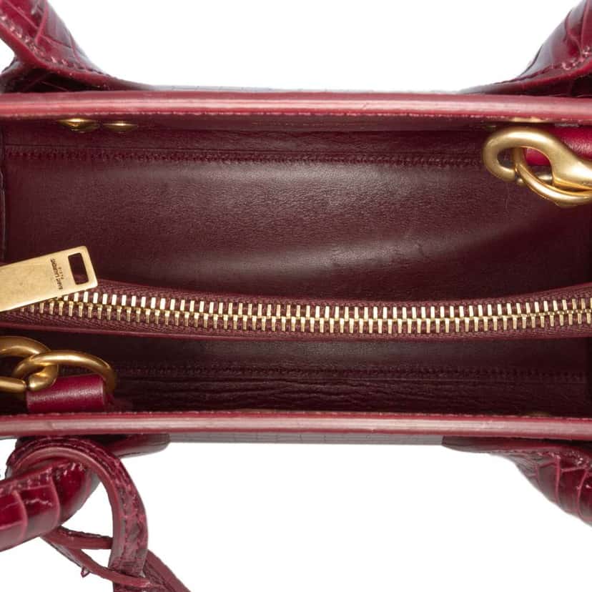Saint Laurent Baby Embossed Leather Sac De Jour Satchel Red Leather Good condition - Model View
