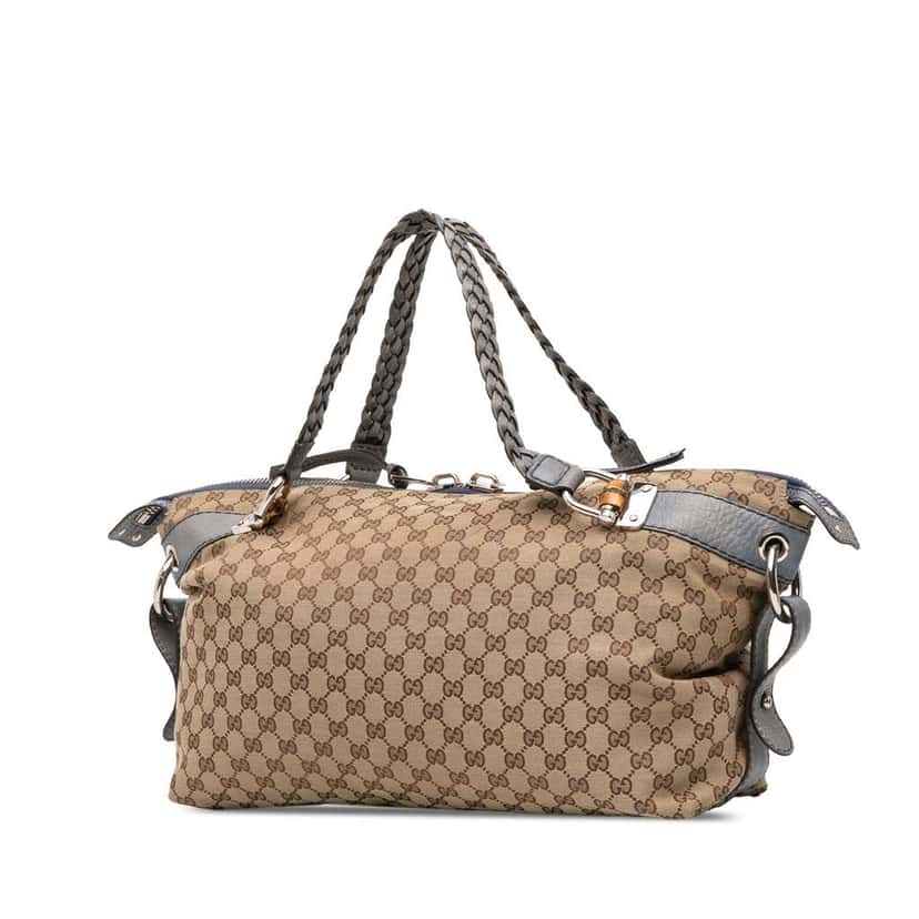 Gucci Medium GG Canvas Bamboo Bar Tote Brown Canvas Good condition - Back View