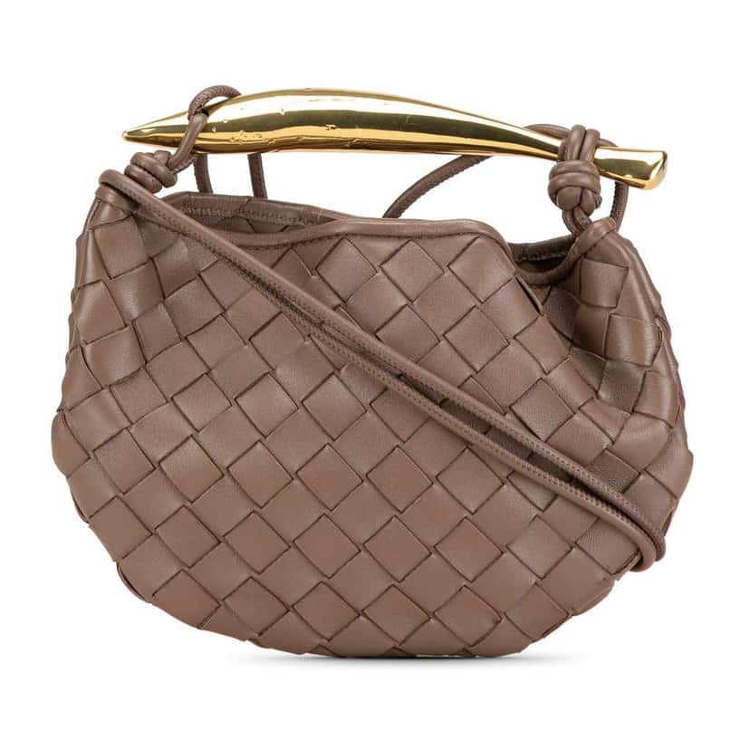 Bottega Veneta Baby Lambskin Intrecciato Sardine Bag Brown Leather Good condition - Front View