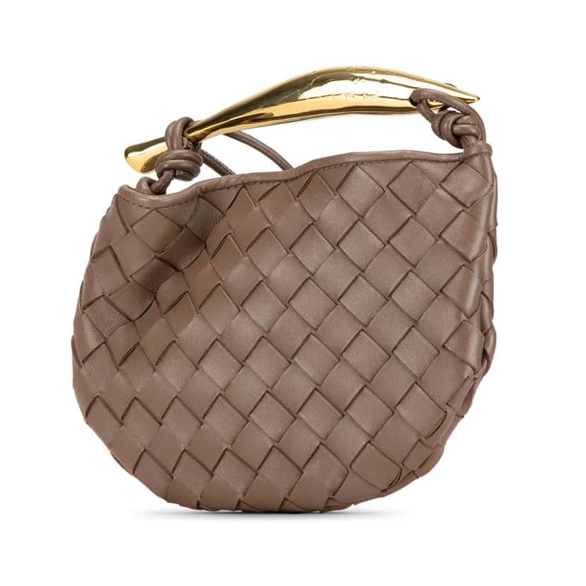 Bottega Veneta Baby Lambskin Intrecciato Sardine Bag Brown Leather Good condition - Back View