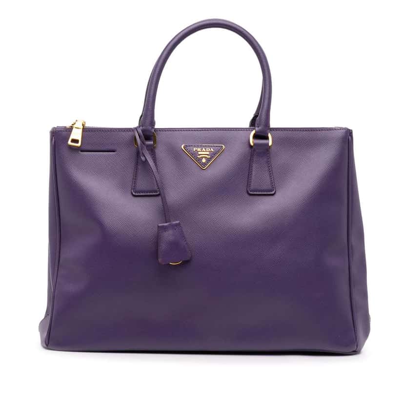 Prada Large Saffiano Lux Galleria Double Zip Satchel Purple Leather Good condition - Front View