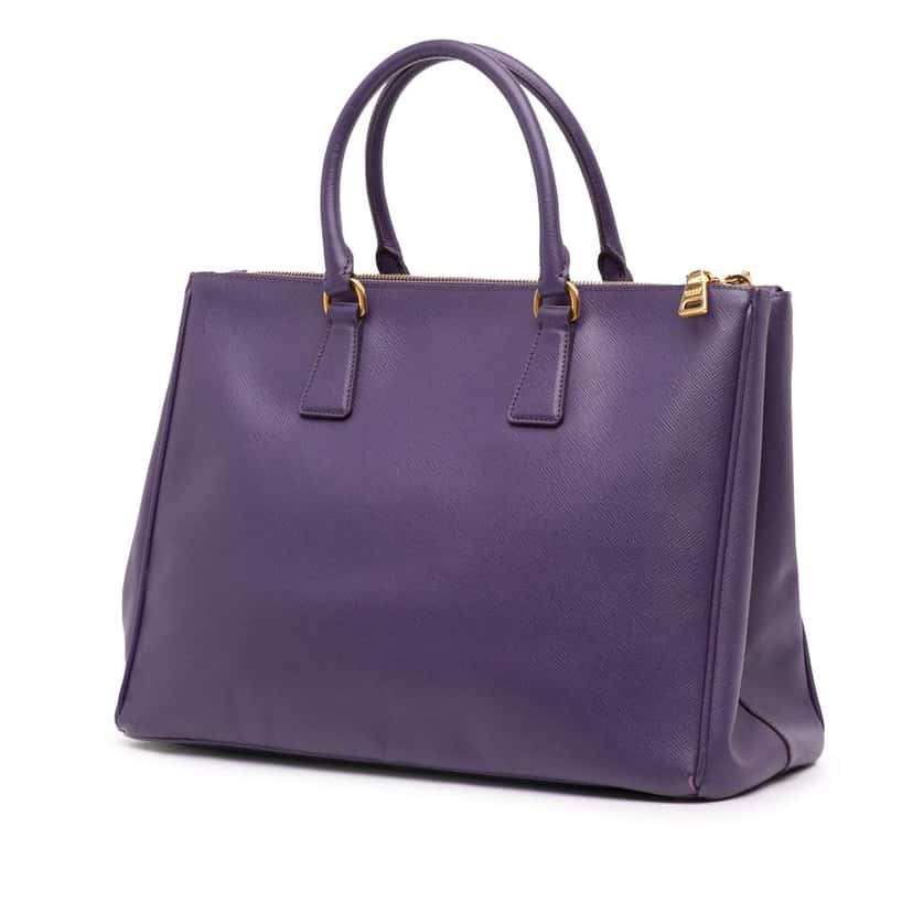 Prada Large Saffiano Lux Galleria Double Zip Satchel Purple Leather Good condition - Back View