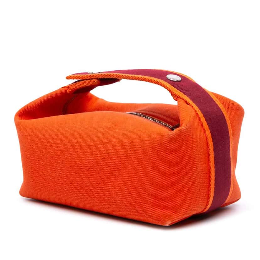 Hermès Small Canvas Bride A Brac Case Orange Canvas Good condition - Back View