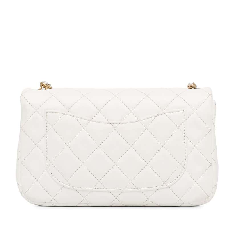 Chanel Mini Rectangular Lambskin Pearl Crush Flap White Leather Good condition - Inside View