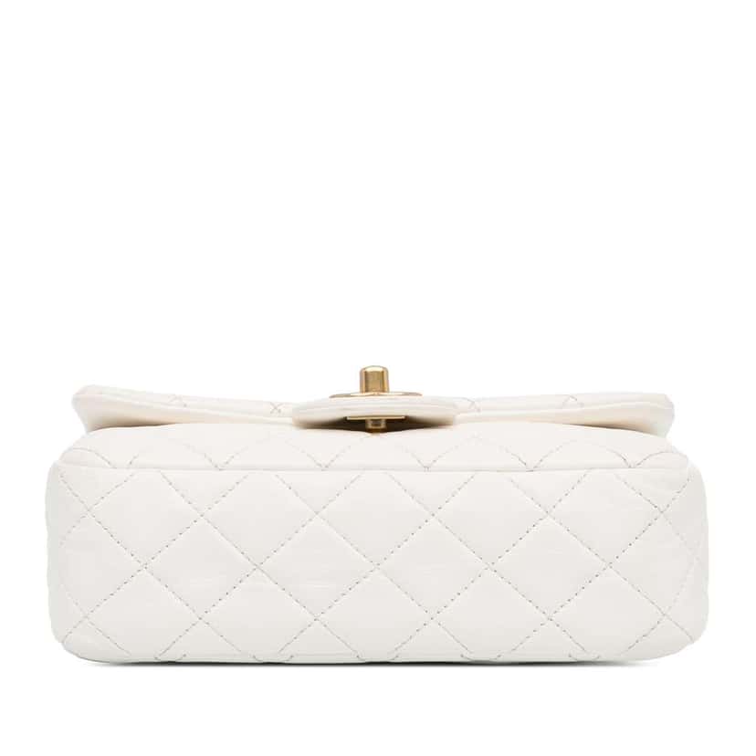 Chanel Mini Rectangular Lambskin Pearl Crush Flap White Leather Good condition - Box View