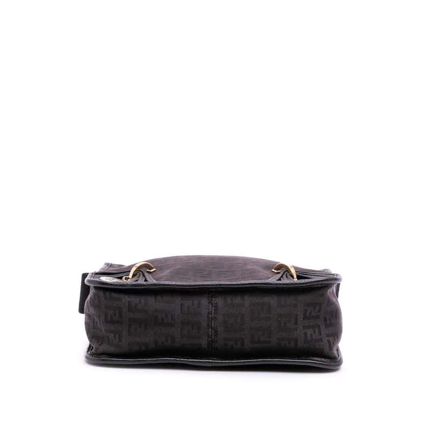 Fendi Small Zucchino Canvas F Charm Crossbody Brown Canvas Good condition - Inside View