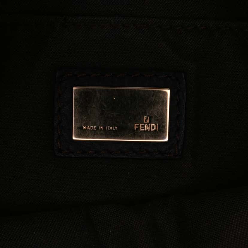 Fendi Small Zucchino Canvas F Charm Crossbody Brown Canvas Good condition - Box View