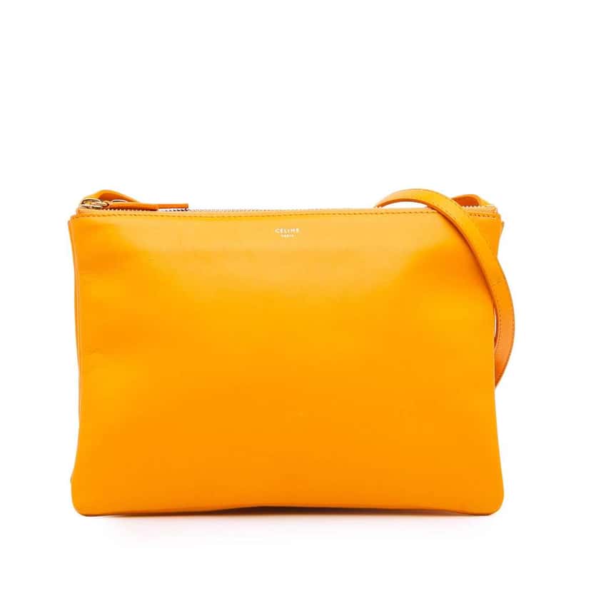 Celine Large Lambskin Trio Crossbody Orange Leather Good condition - Front View