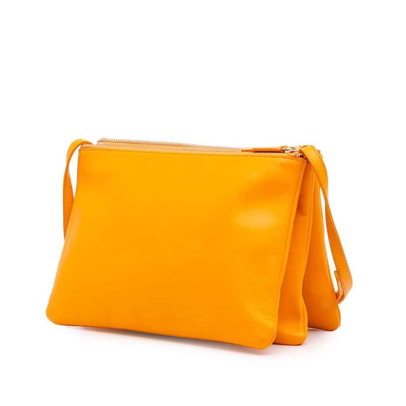 Celine Large Lambskin Trio Crossbody Orange Leather Good condition - Back View