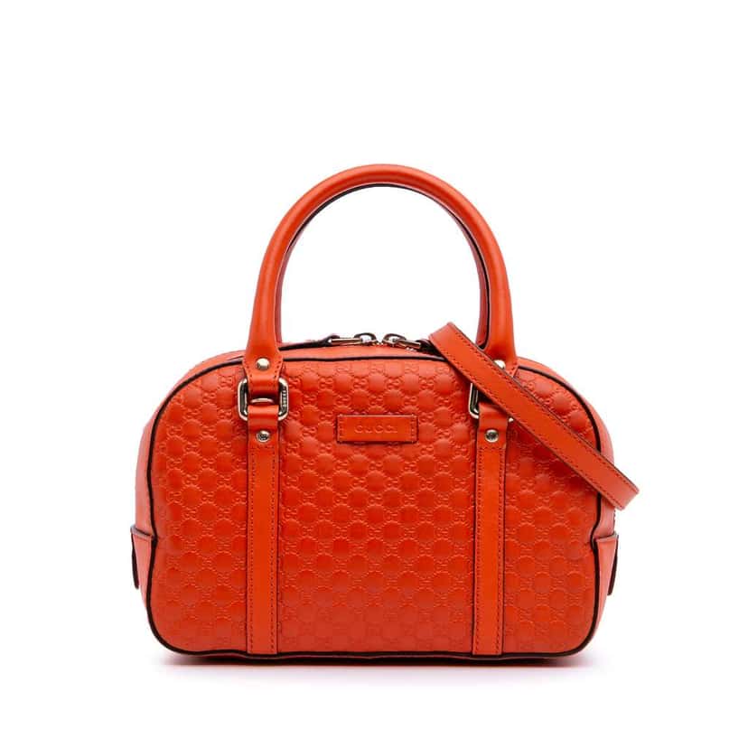 Gucci Small Microguccissima Bree Satchel Orange Leather Good condition - Front View