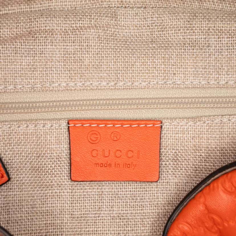Gucci Small Microguccissima Bree Satchel Orange Leather Good condition - Box View