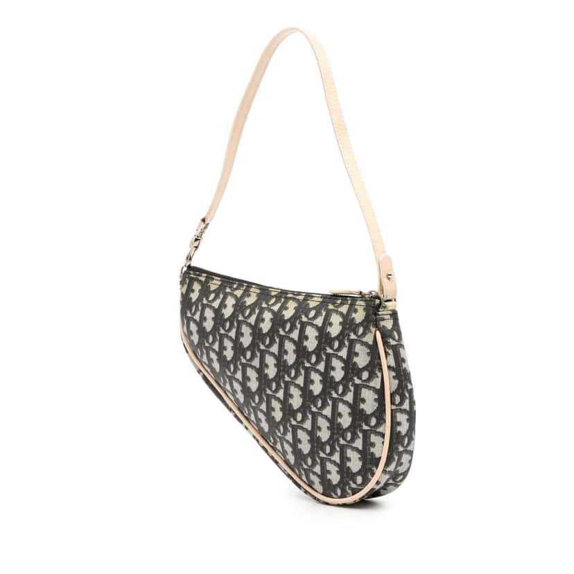 Dior Mini Diorissimo Coated Canvas Saddle Pochette Black Canvas Good condition - Back View