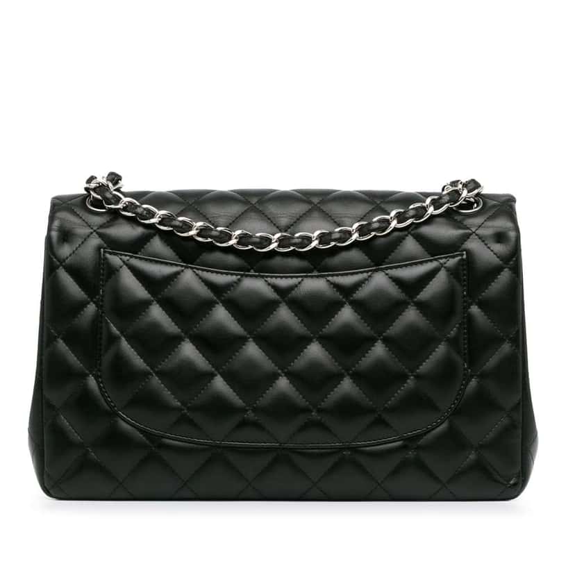 Chanel Jumbo Classic Lambskin Double Flap Black Leather Good condition - Inside View
