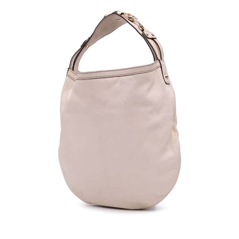 Gucci Leather Horsebit Hobo Bag White Leather Good condition - Back View