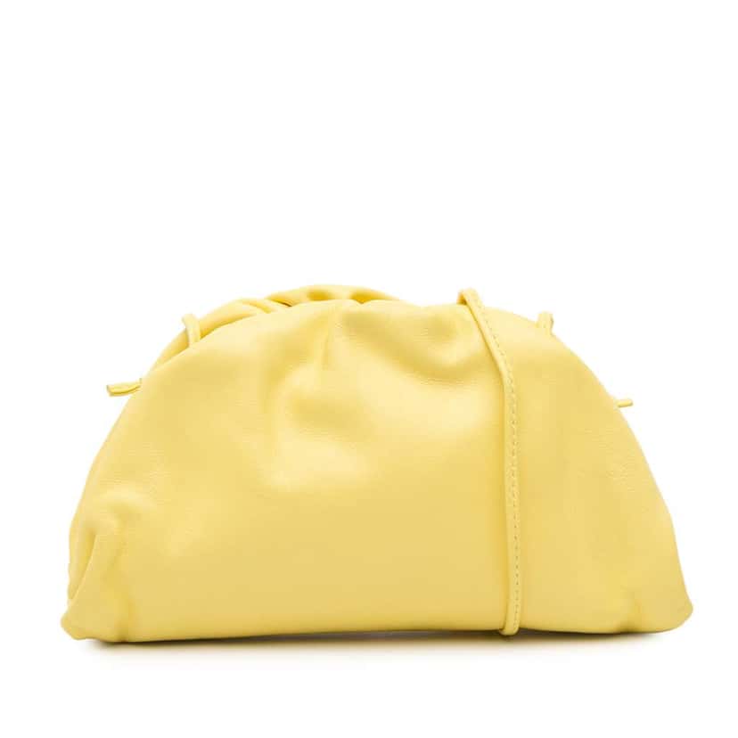 Bottega Veneta Lambskin The Mini Pouch Crossbody Yellow Leather Good condition - Front View