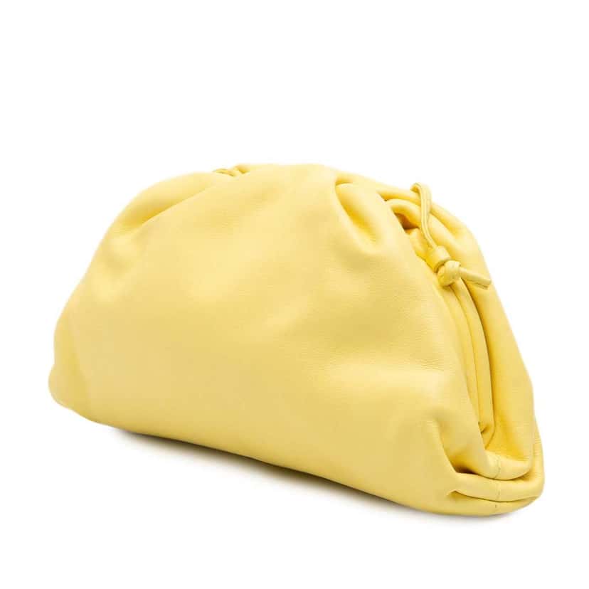 Bottega Veneta Lambskin The Mini Pouch Crossbody Yellow Leather Good condition - Back View
