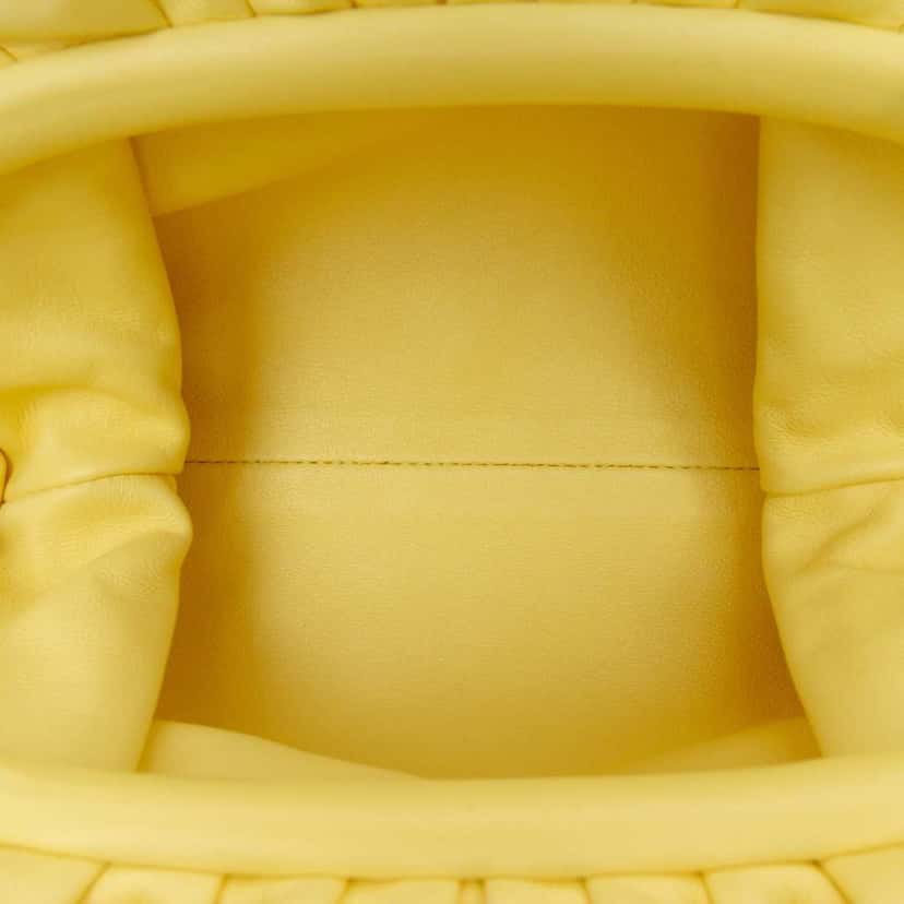 Bottega Veneta Lambskin The Mini Pouch Crossbody Yellow Leather Good condition - Model View