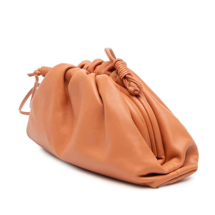 Bottega Veneta Lambskin The Mini Pouch Crossbody Brown Leather Good condition - Back View