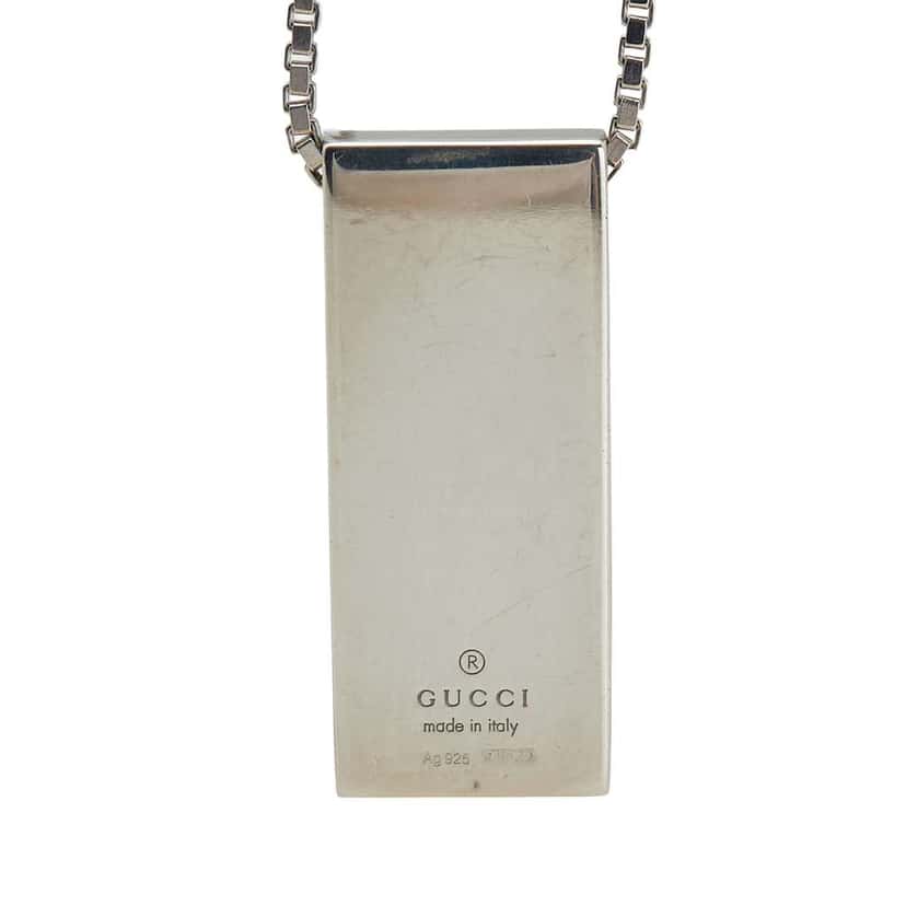 Gucci Sterling Silver Logo Plate Pendant Necklace Silver Silver Good condition - Back View