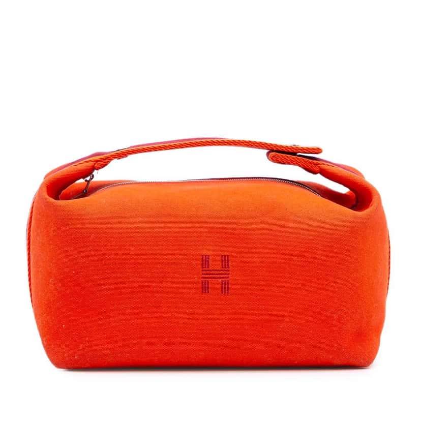 Hermès Large Canvas Bride A Brac Case Orange Canvas Good condition - Front View