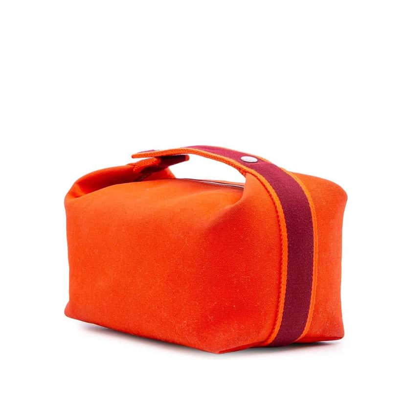 Hermès Large Canvas Bride A Brac Case Orange Canvas Good condition - Back View