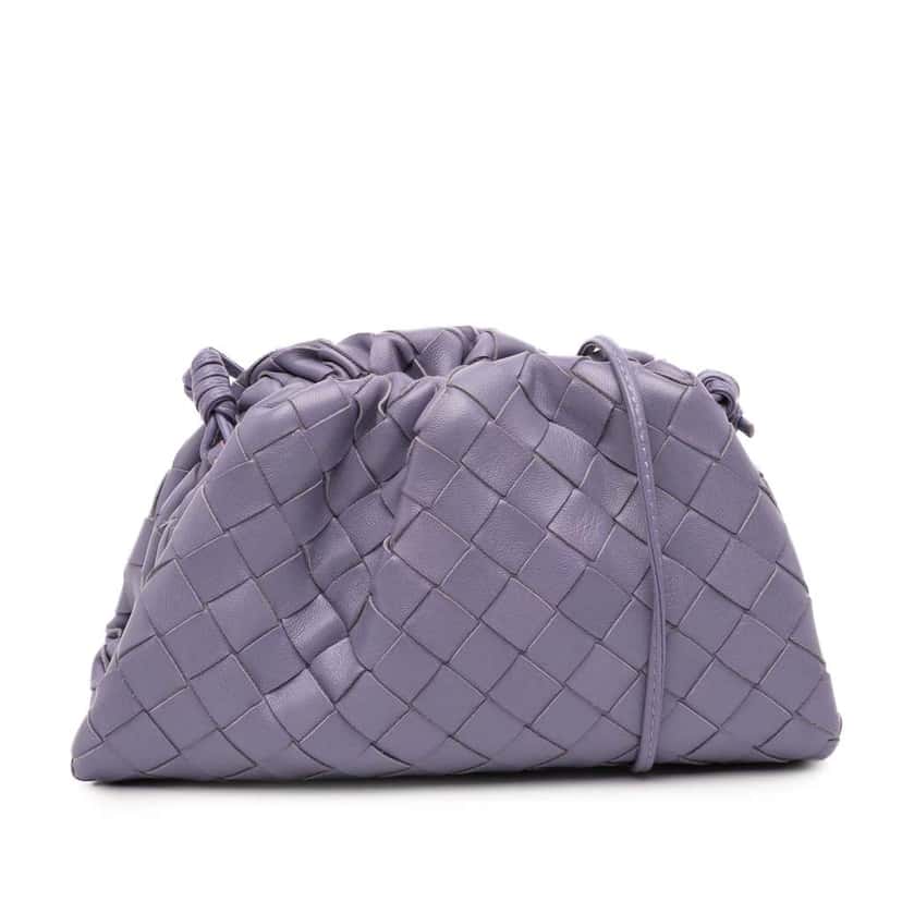 Bottega Veneta Nappa Intrecciato The Mini Pouch Crossbody Purple Leather Good condition - Front View