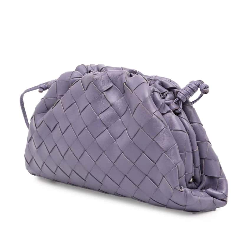 Bottega Veneta Nappa Intrecciato The Mini Pouch Crossbody Purple Leather Good condition - Back View