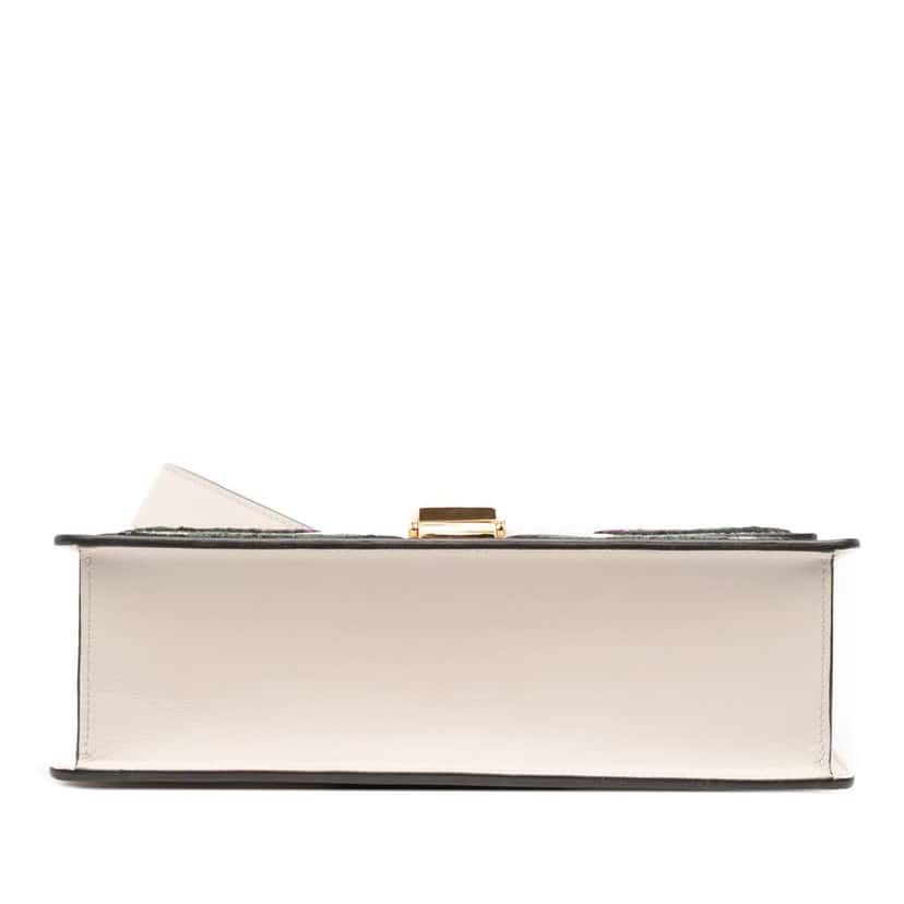 Gucci Small Floral Embroidered Leather Sylvie Satchel White Leather Good condition - Inside View