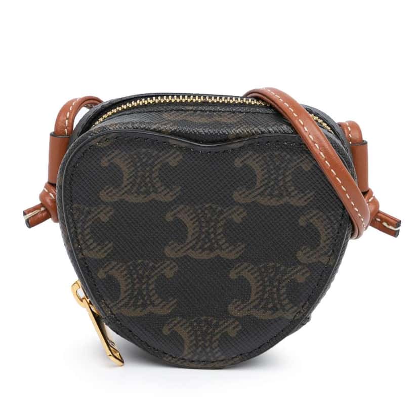 Celine Micro Triomphe Coated Canvas Heart Crossbody Brown Canvas Good condition - Front View