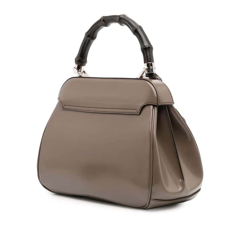 Gucci Medium Smooth Calfskin Bamboo Lady Lock Handbag Brown Leather Good condition - Back View