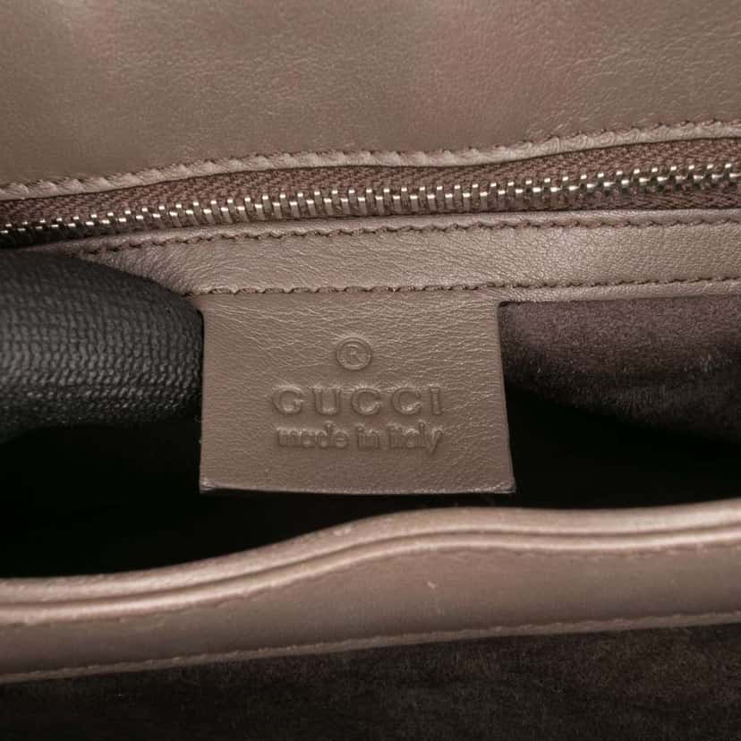 Gucci Medium Smooth Calfskin Bamboo Lady Lock Handbag Brown Leather Good condition - Box View