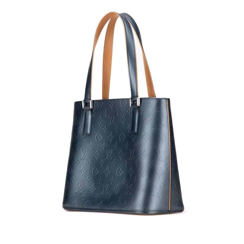 Louis Vuitton Monogram Mat Stockton Blue Leather Good condition - Back View