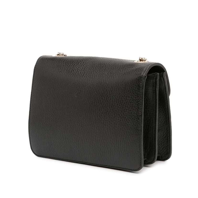 Gucci Small Dollar Calfskin Interlocking G Crossbody Black Leather Good condition - Back View