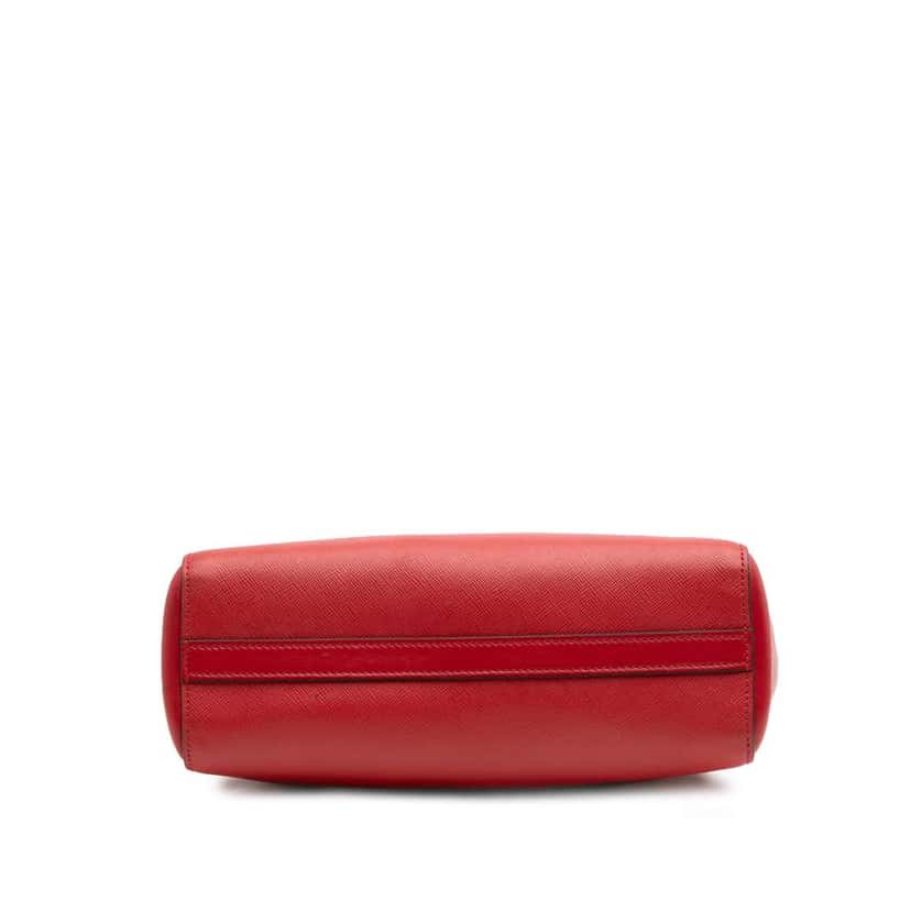 Prada Soft Calf Trimmed Saffiano Lux Open Convertible Tote Red Leather Good condition - Inside View