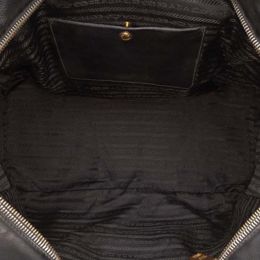 Prada Glace Calf Studded Satchel Black Leather Good condition - Model View