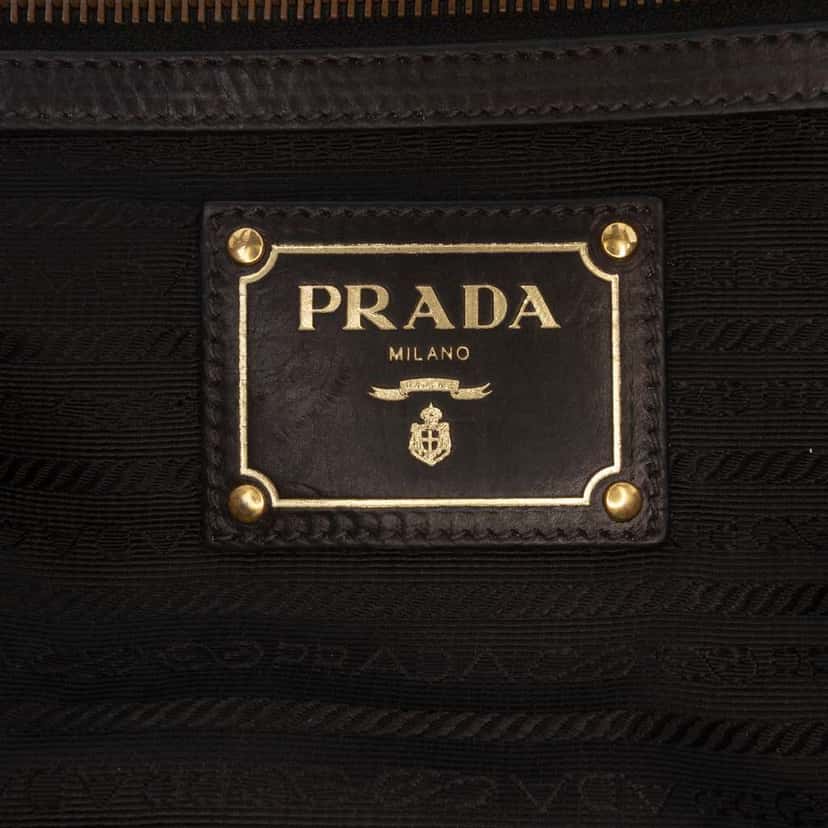Prada Glace Calf Studded Satchel Black Leather Good condition - Box View