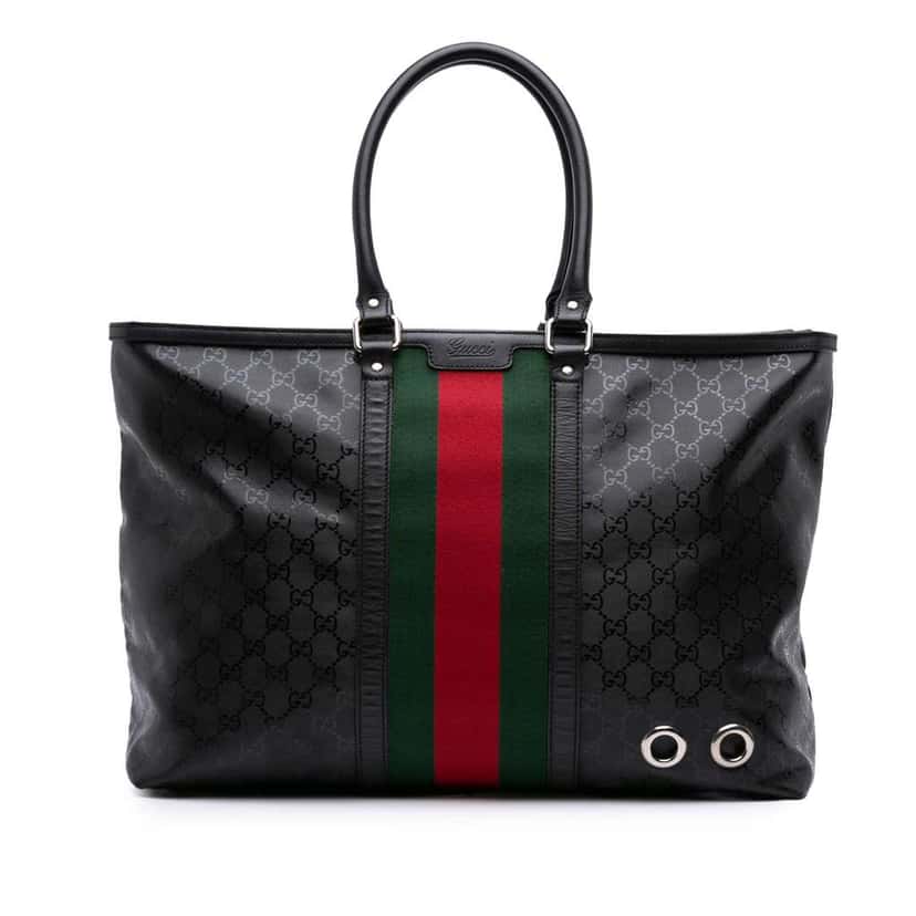 Gucci Large GG Imprime Web 500 Tote Black Canvas Good condition - Front View