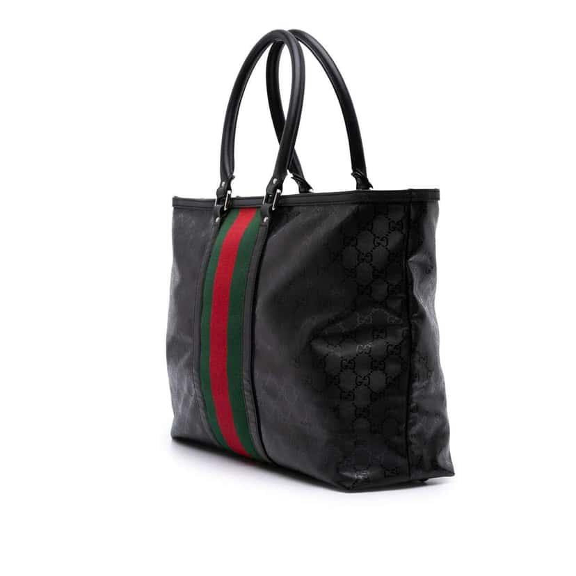 Gucci Large GG Imprime Web 500 Tote Black Canvas Good condition - Back View