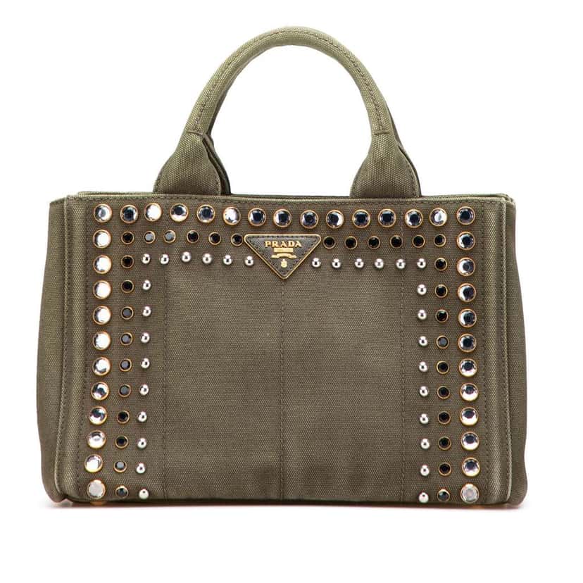 Prada Small Canvas Canapa Bijoux Satchel Brown Canvas Good condition - Front View