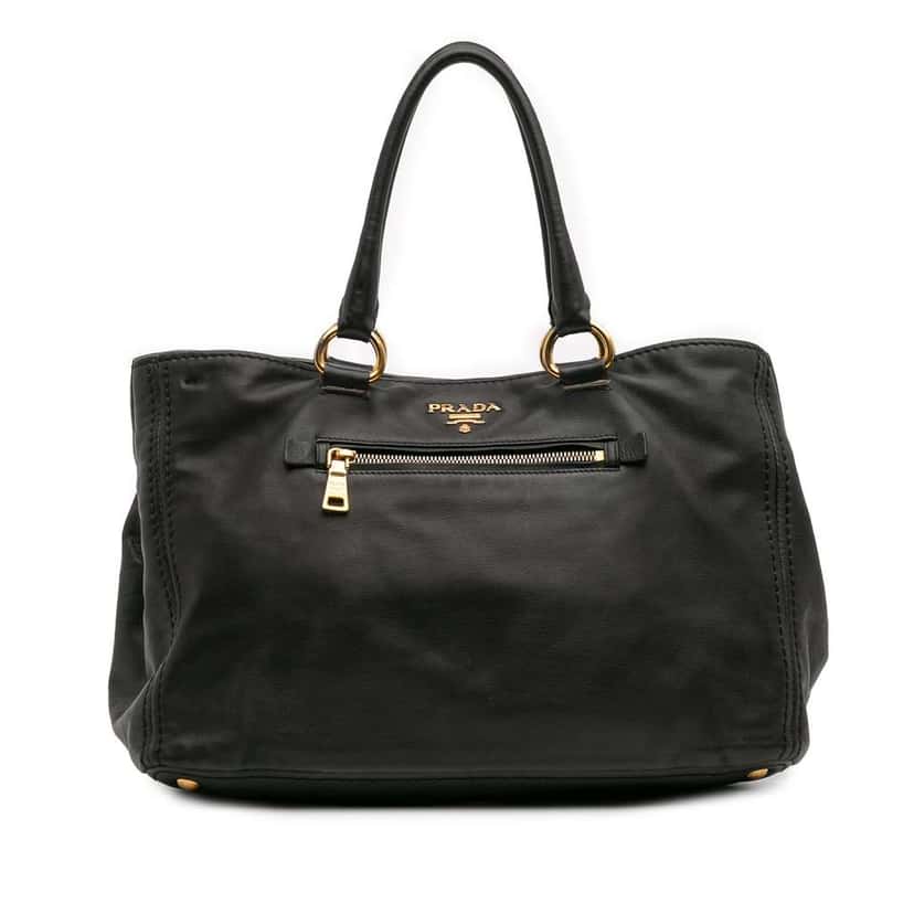 Prada Soft Calf Satchel Black Leather Good condition - Front View