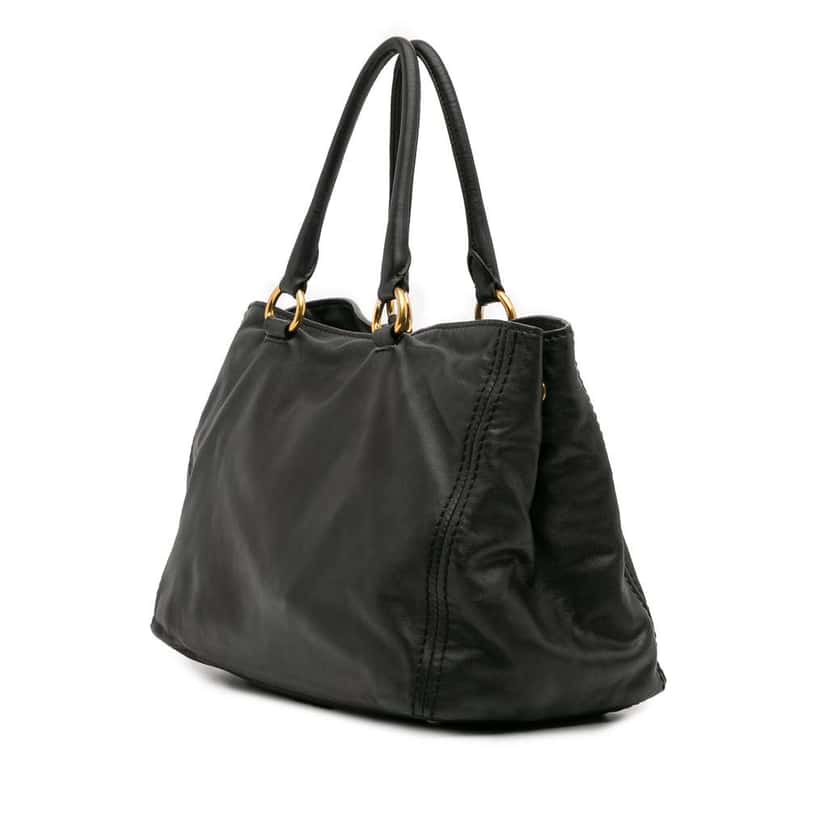 Prada Soft Calf Satchel Black Leather Good condition - Back View