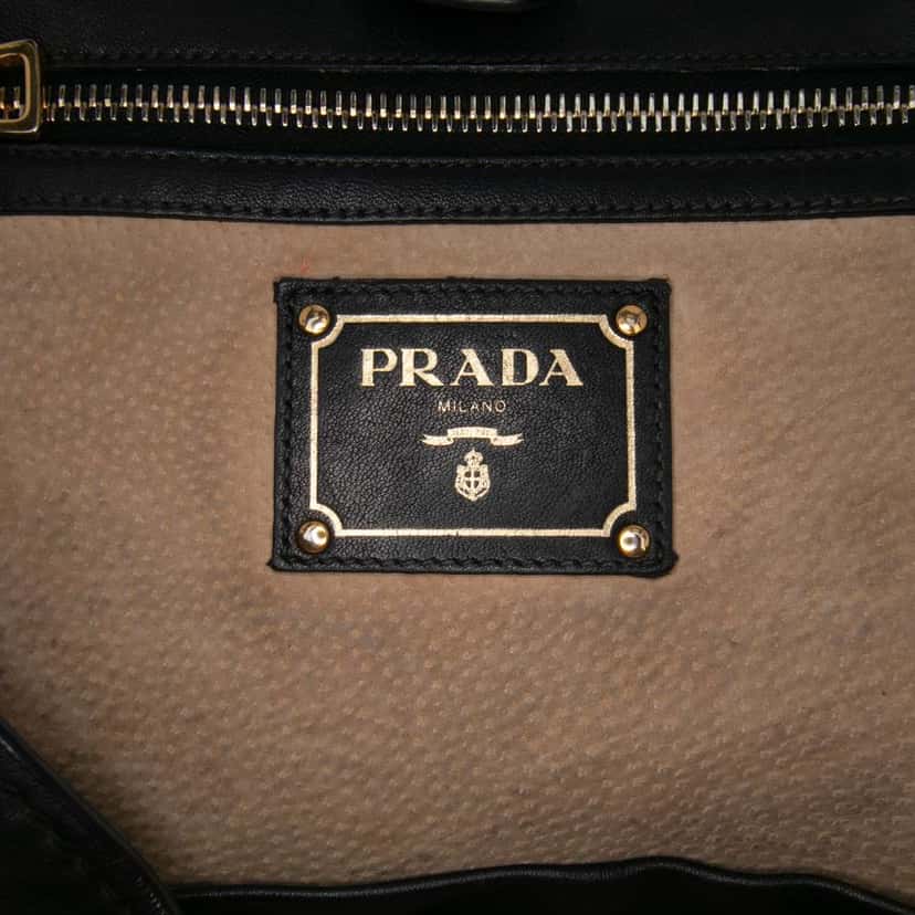 Prada Soft Calf Satchel Black Leather Good condition - Box View