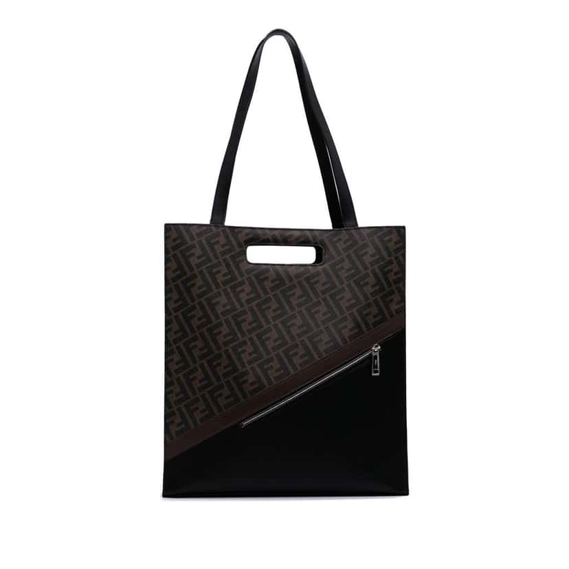Fendi Zucca Coated Canvas 1974 Diagonal Shopping Tote Brown Canvas Good condition - Front View