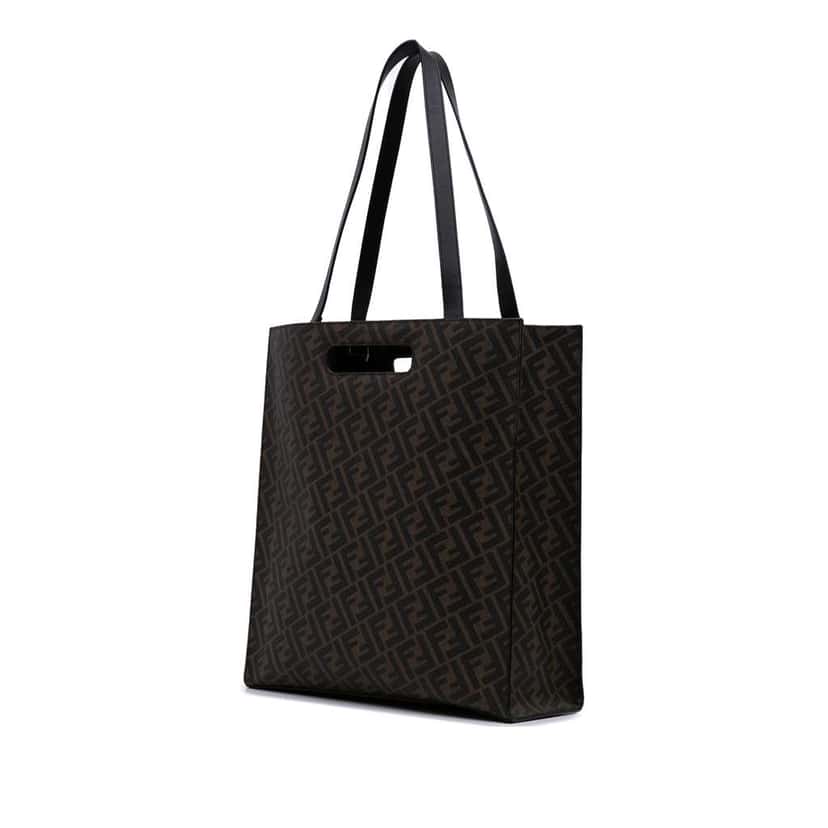Fendi Zucca Coated Canvas 1974 Diagonal Shopping Tote Brown Canvas Good condition - Back View