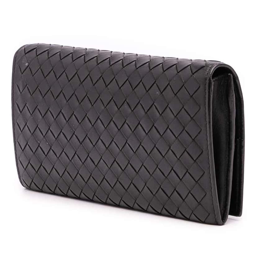 Bottega Veneta Nappa Intrecciato Long Wallet Black Leather Good condition - Back View